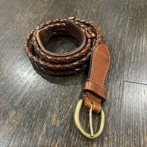 Vintage Talbots Woven Brown Leather‎ Belt XL Classic Braided Boho Western